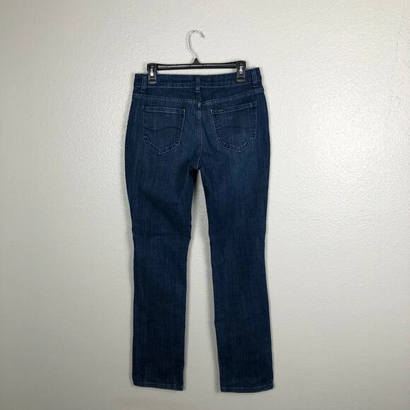 Vintage Lee Straight Leg Mid-Rise Dark Wash Blue Jeans Denim Size 8 Long Pockets - Picture 3 of 7